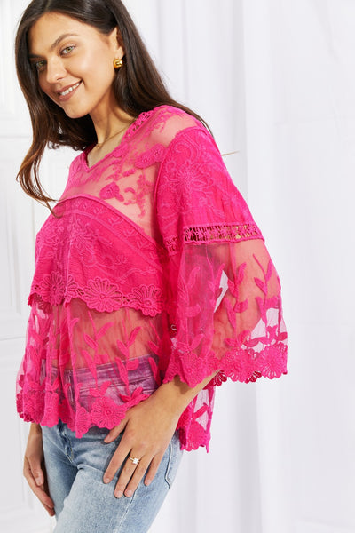 Lace Oasis Top in Hot Pink  Southern Soul Collectives 