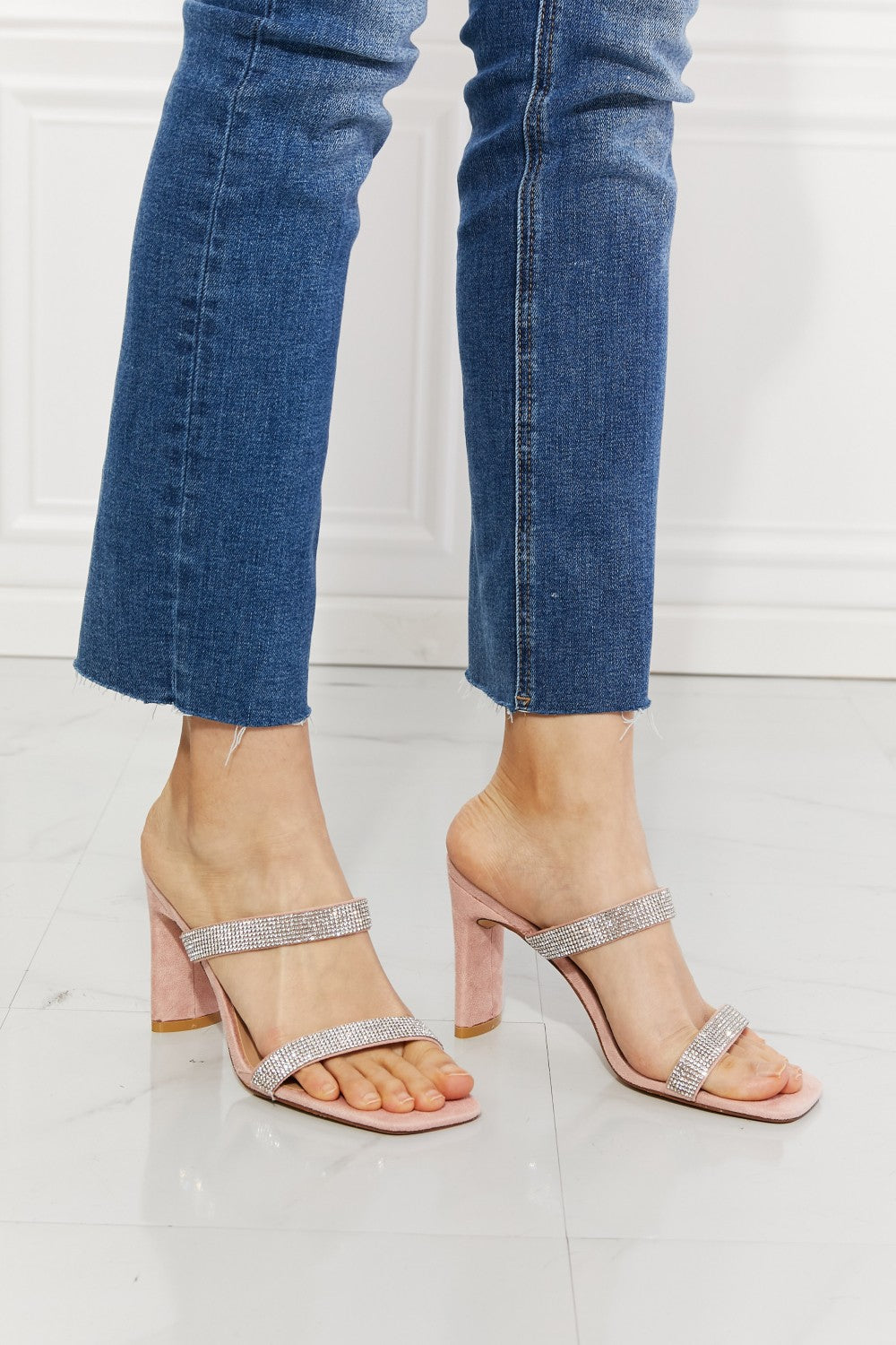 MMShoes Leave A Little Sparkle Rhinestone Block Heel Sandal in Pink  Southern Soul Collectives 