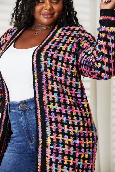 Multicolored Open Front Fringe Hem Cardigan  Southern Soul Collectives 