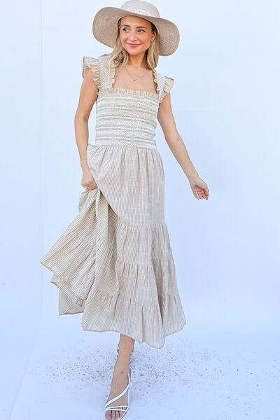 Linen Striped Ruffle Dress  Southern Soul Collectives