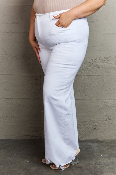 RISEN Raelene Full Size High Waist Wide Leg Jeans in White  Southern Soul Collectives 