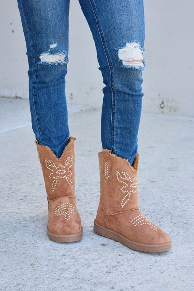 Forever Link Rhinestone Furry Flat Boots  Southern Soul Collectives