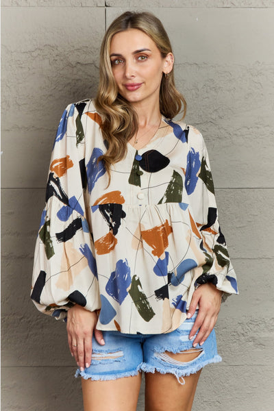 Hailey & Co Wishful Thinking Multi Colored Printed Blouse  Southern Soul Collectives 