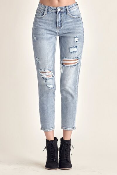 RISEN Distressed Slim Cropped Jeans  Southern Soul Collectives