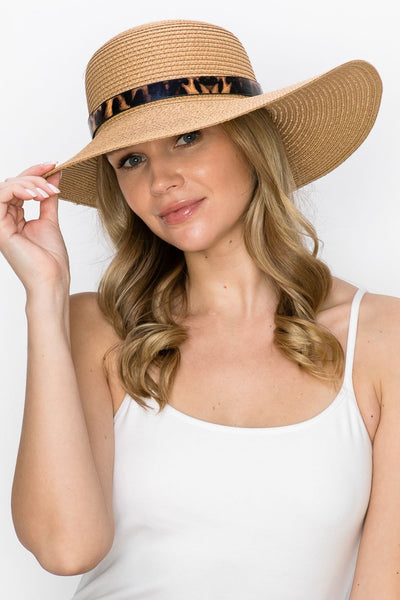Justin Taylor Animal Printed Belt Sunhat in Beige  Southern Soul Collectives 