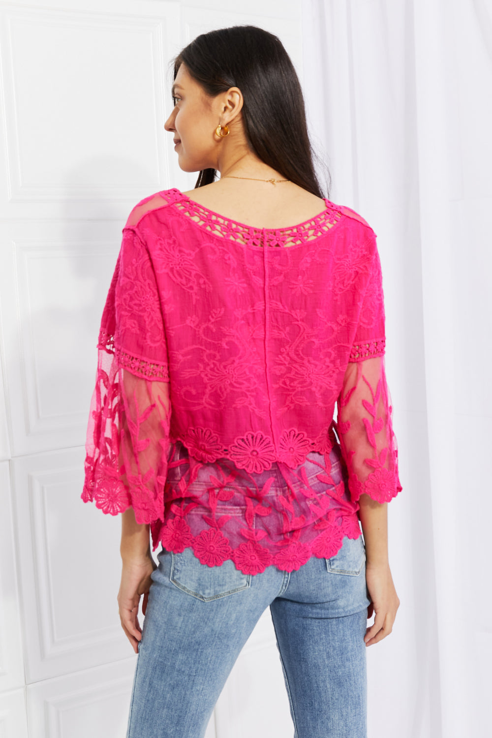 Lace Oasis Top in Hot Pink  Southern Soul Collectives 