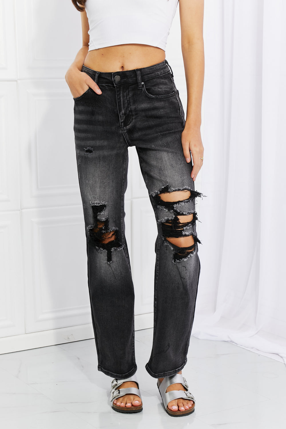 RISEN Lois Distressed Loose Fit Jeans  Southern Soul Collectives 