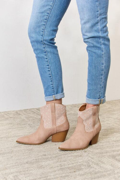 Rhinestone Ankle Cowgirl Booties in Blush  Southern Soul Collectives