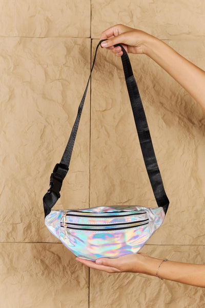 Fame Good Vibrations Holographic Double Zipper Fanny Pack in Silver  Southern Soul Collectives 