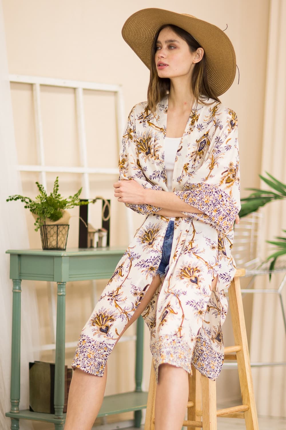 Justin Taylor Floral Open Front Slit Duster Cardigan  Southern Soul Collectives 