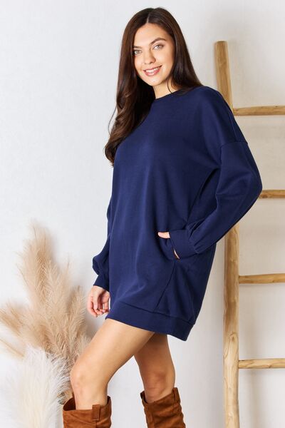 So Cozy Oversized Round Neck Long Sleeve Sweatshirt in Navy  Southern Soul Collectives