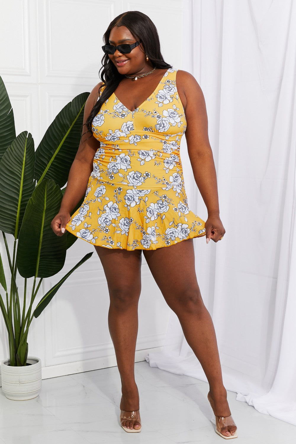 Clear Waters Swim Dress in Mustard  Southern Soul Collectives 