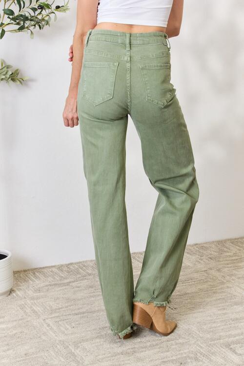 RISEN Raw Hem Wide-Leg Jeans in Winter Sage  Southern Soul Collectives