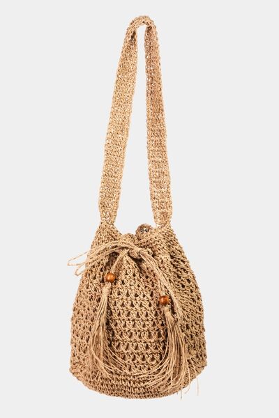 Straw Braided Drawstring Tote Bag with Tassel in Two Colors  Southern Soul Collectives