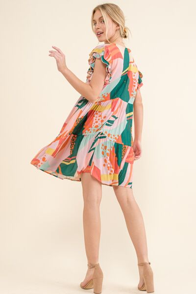 Printed Double Ruffle Sleeve Dress  Southern Soul Collectives