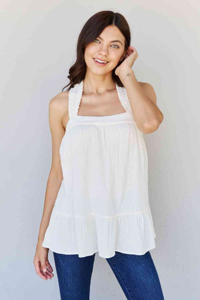 Good Attitude Back Tie Detail Ruffle Tunic Top in Ivory  Southern Soul Collectives
