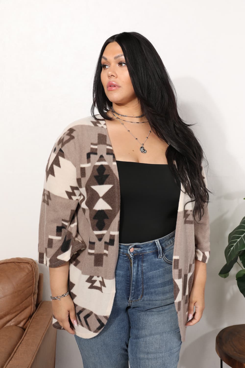 Sew In Love Full Size Cardigan with Aztec Pattern  Southern Soul Collectives 