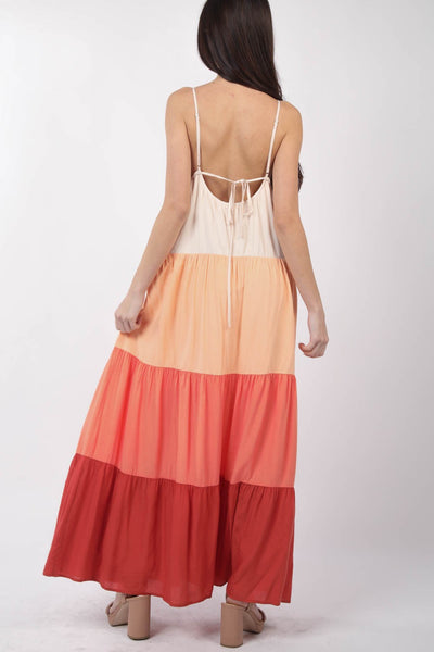 VERY J Color Block Tiered Maxi Cami Dress Southern Soul Collectives