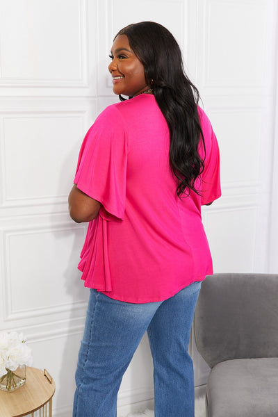 More Than Words Flutter Sleeve Top in Hot Pink  Southern Soul Collectives 