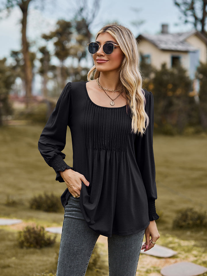 Puff Sleeve Pleated Blouse  Southern Soul Collectives 