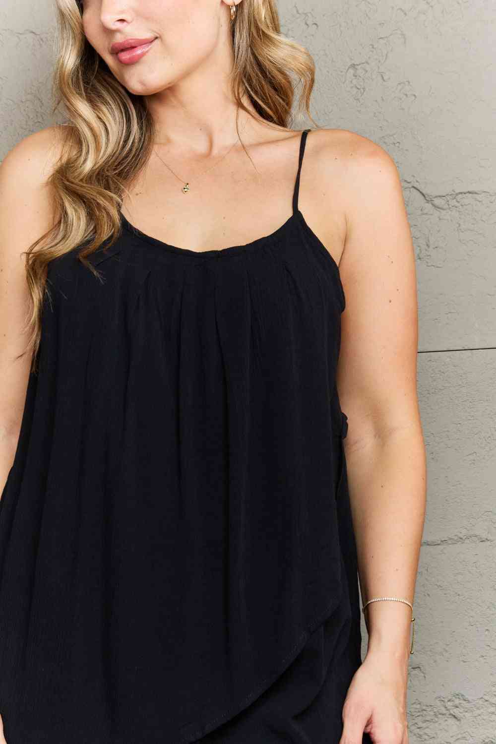 Hang Loose Tulip Hem Cami Top in Black  Southern Soul Collectives