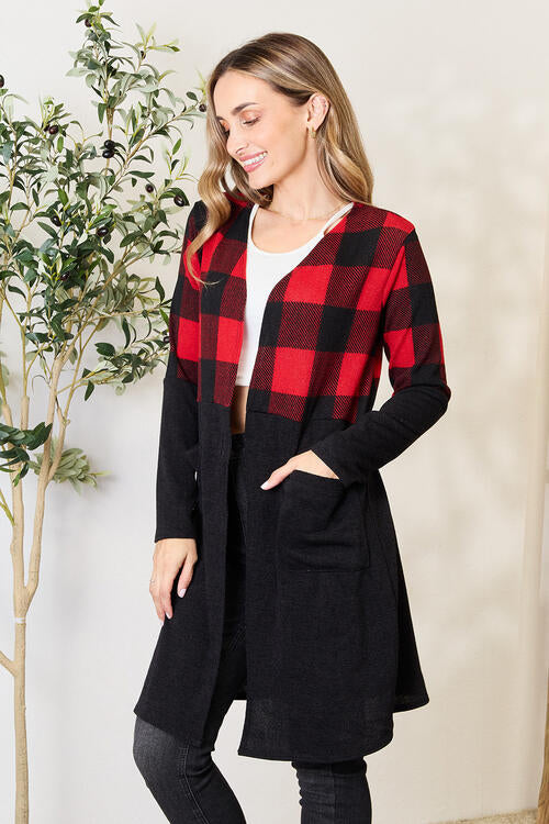 Buffalo Plaid Open Front Longline Cardigan - Southern Soul Collectives