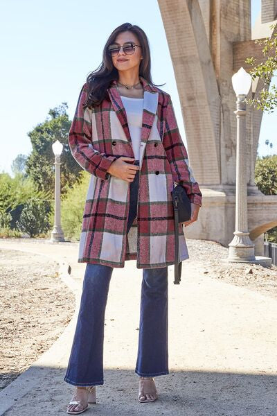 Plaid Button Up Lapel Collar Longline Coat in Multiple Colors  Southern Soul Collectives