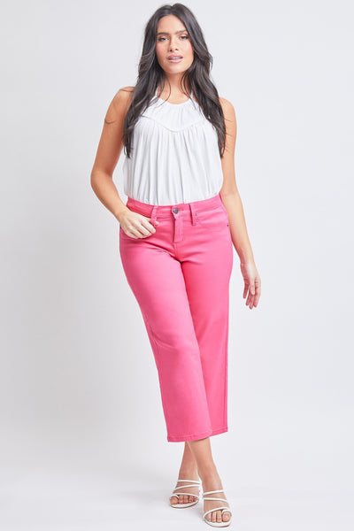 Mid-Rise Hyper Stretch Cropped Straight Pants in Fiery Coral  Southern Soul Collectives