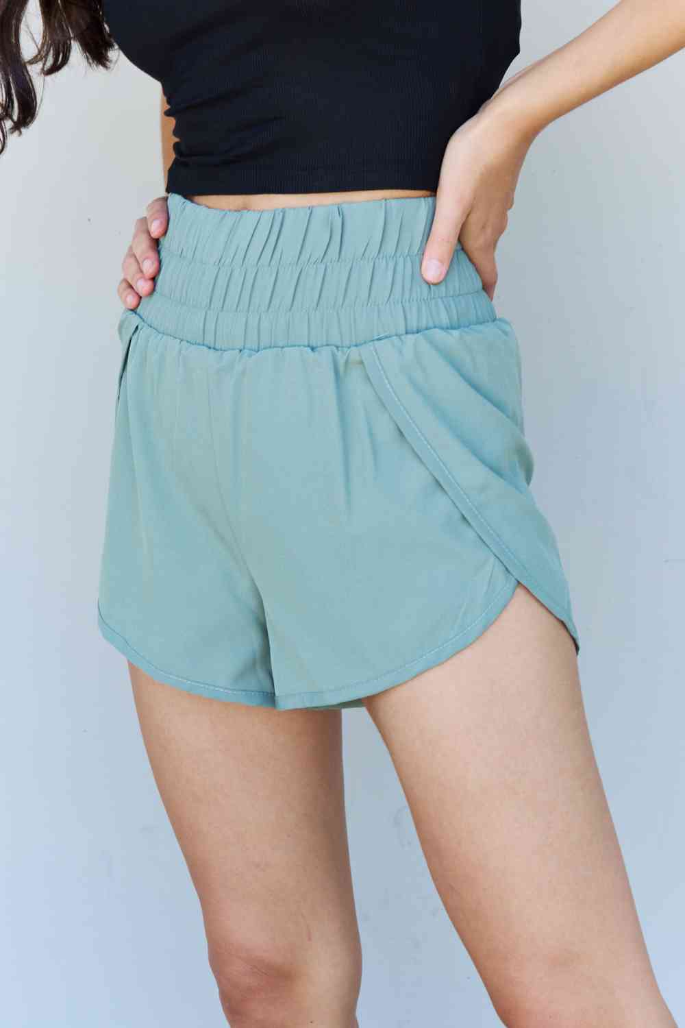 Stay Active High Waistband Active Shorts in Pastel Blue  Southern Soul Collectives