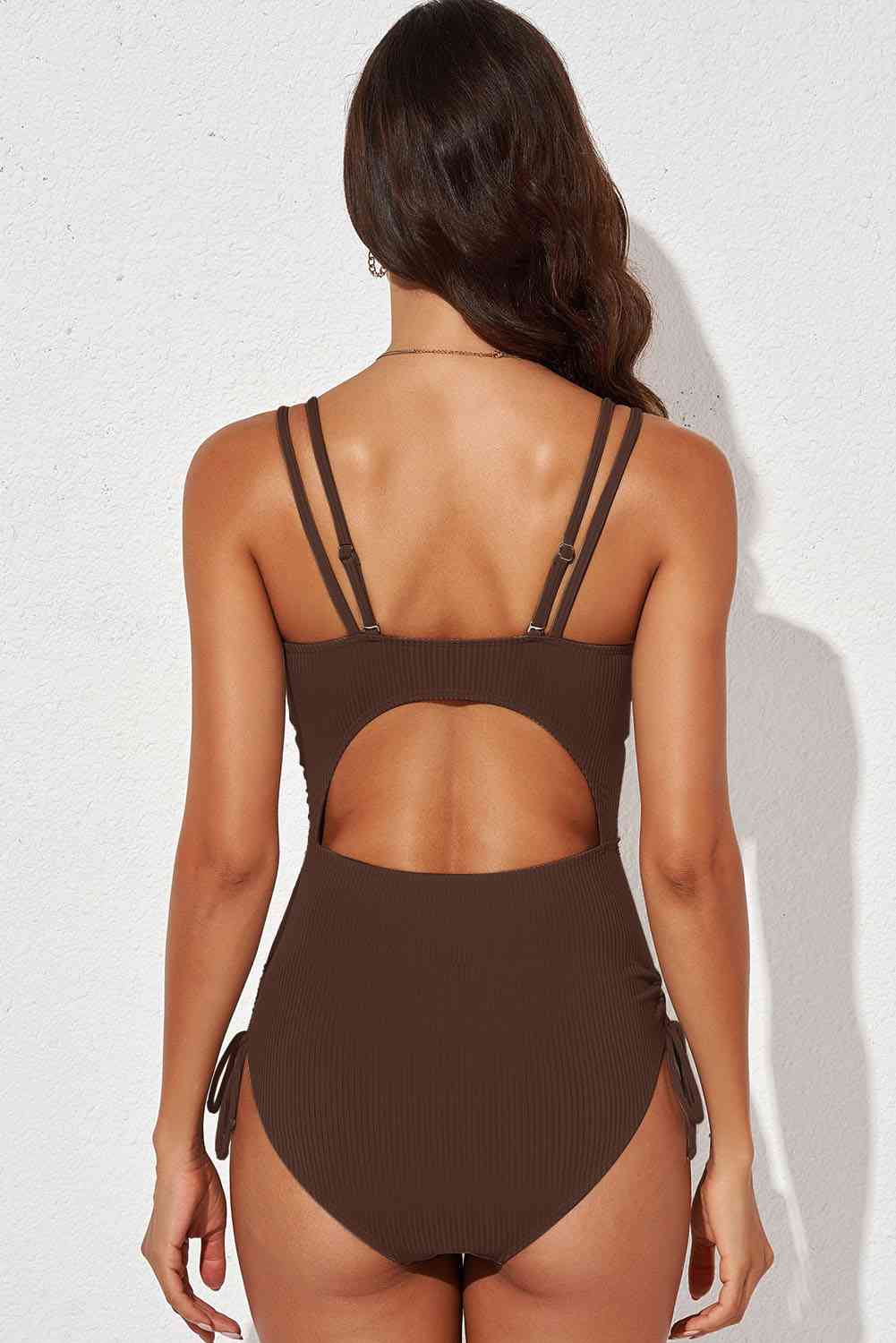 Tied Cutout Plunge One-Piece Swimsuit  Southern Soul Collectives