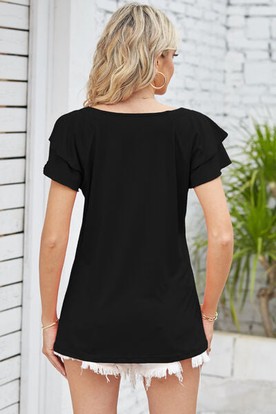 Square Neck Flutter Sleeve T-Shirt  Southern Soul Collectives