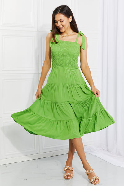 Summer Solstice Smocked Tiered Dress in Lime  Southern Soul Collectives 