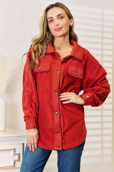 Cozy Girl Button Down Shacket in Rust  Southern Soul Collectives