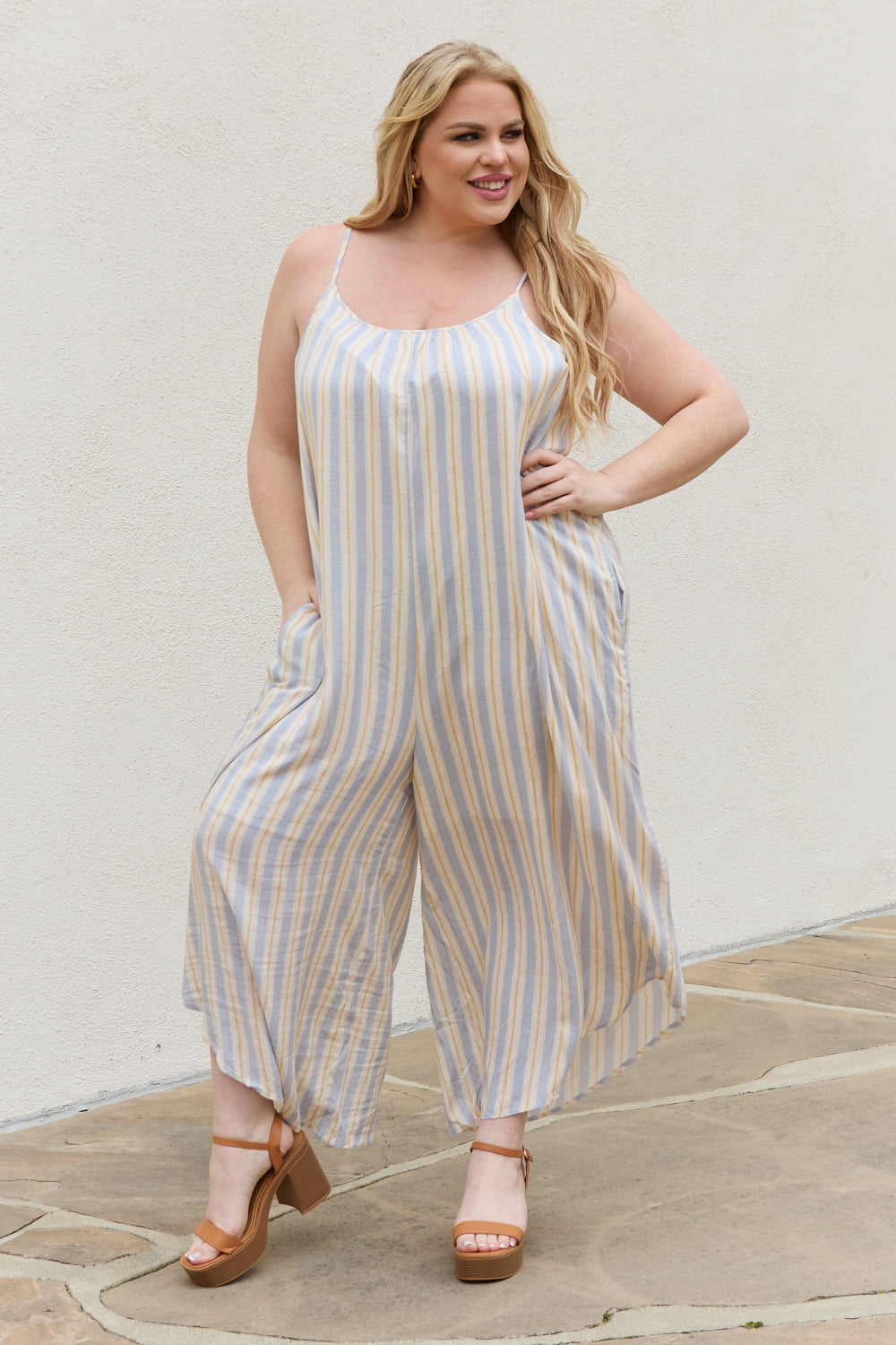 Multi Colored Striped Jumpsuit with Pockets  Southern Soul Collectives 