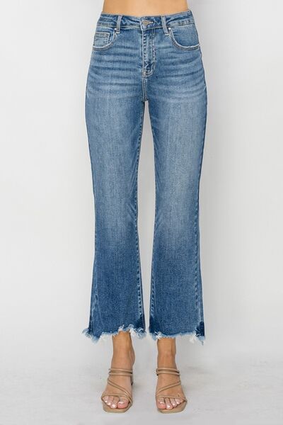 RISEN High Waist Raw Hem Flare Jeans  Southern Soul Collectives