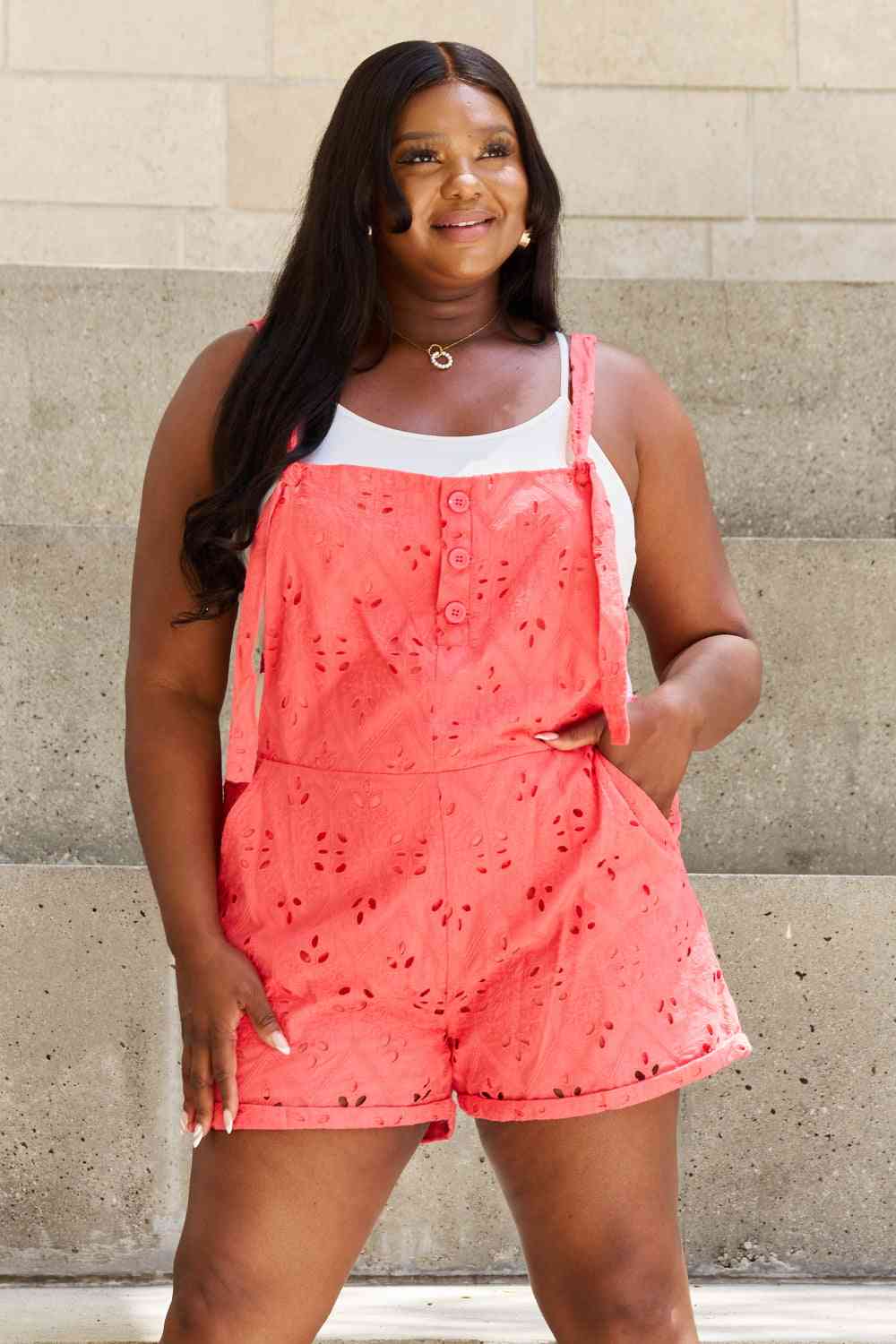 Playful Mindset Full Size Crochet Romper in Strawberry Pink  Southern Soul Collectives