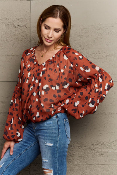 Come See Me Spotted Printed Chiffon Blouse  Southern Soul Collectives 