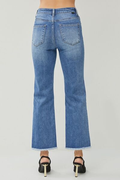 RISEN High Waist Raw Hem Slit Straight Jeans  Southern Soul Collectives