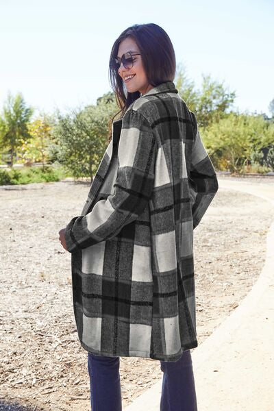 Plaid Button Up Lapel Collar Longline Coat in Multiple Colors  Southern Soul Collectives