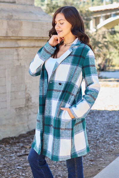 Plaid Button Up Lapel Collar Longline Coat in Multiple Colors  Southern Soul Collectives