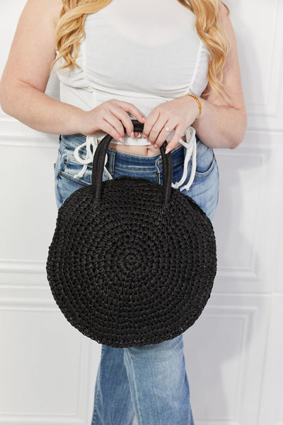 Justin Taylor Beach Date Straw Rattan Handbag in Black  Southern Soul Collectives 