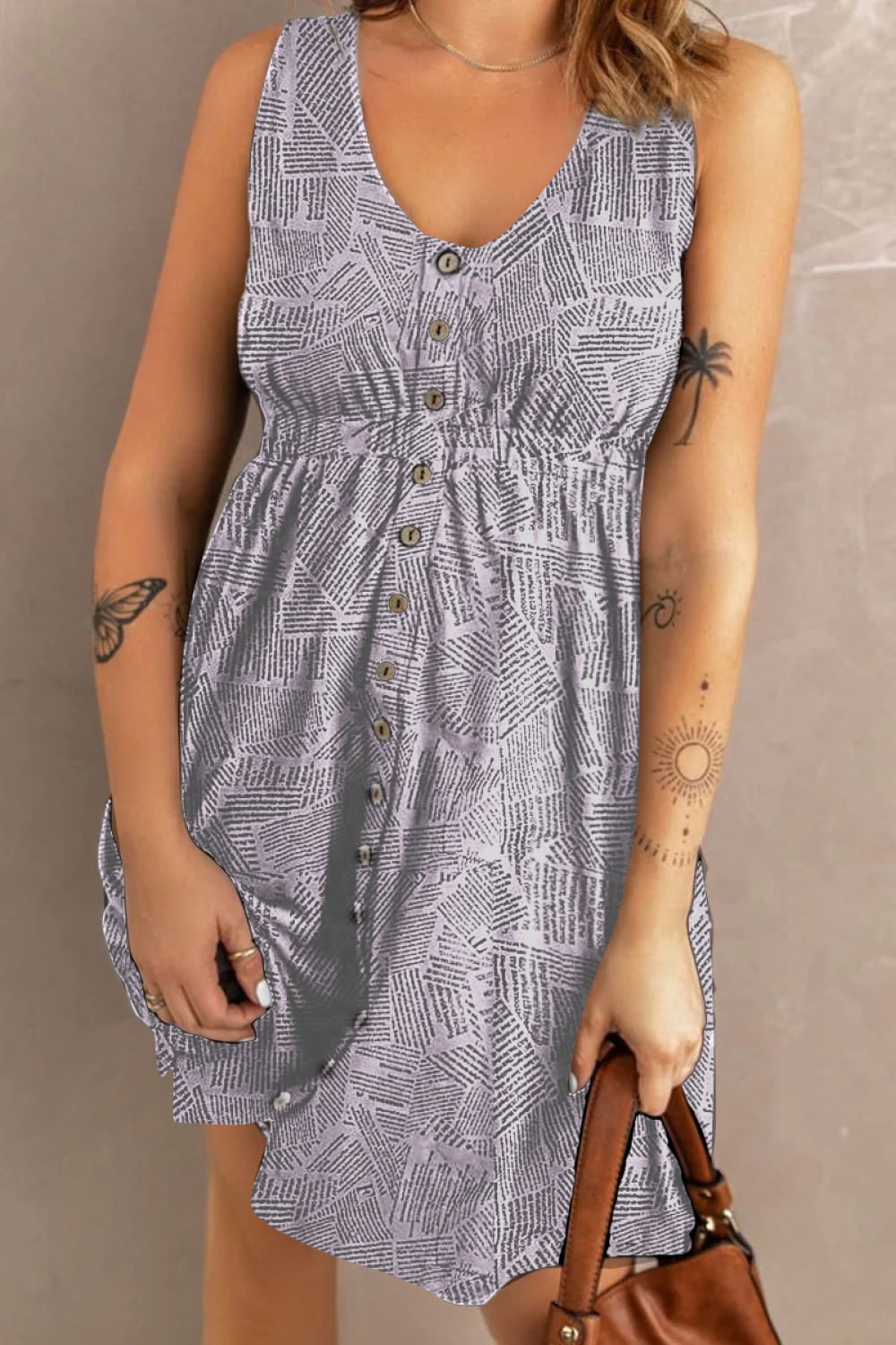 Double Take Printed Scoop Neck Sleeveless Buttoned Magic Dress with Pockets  Southern Soul Collectives 