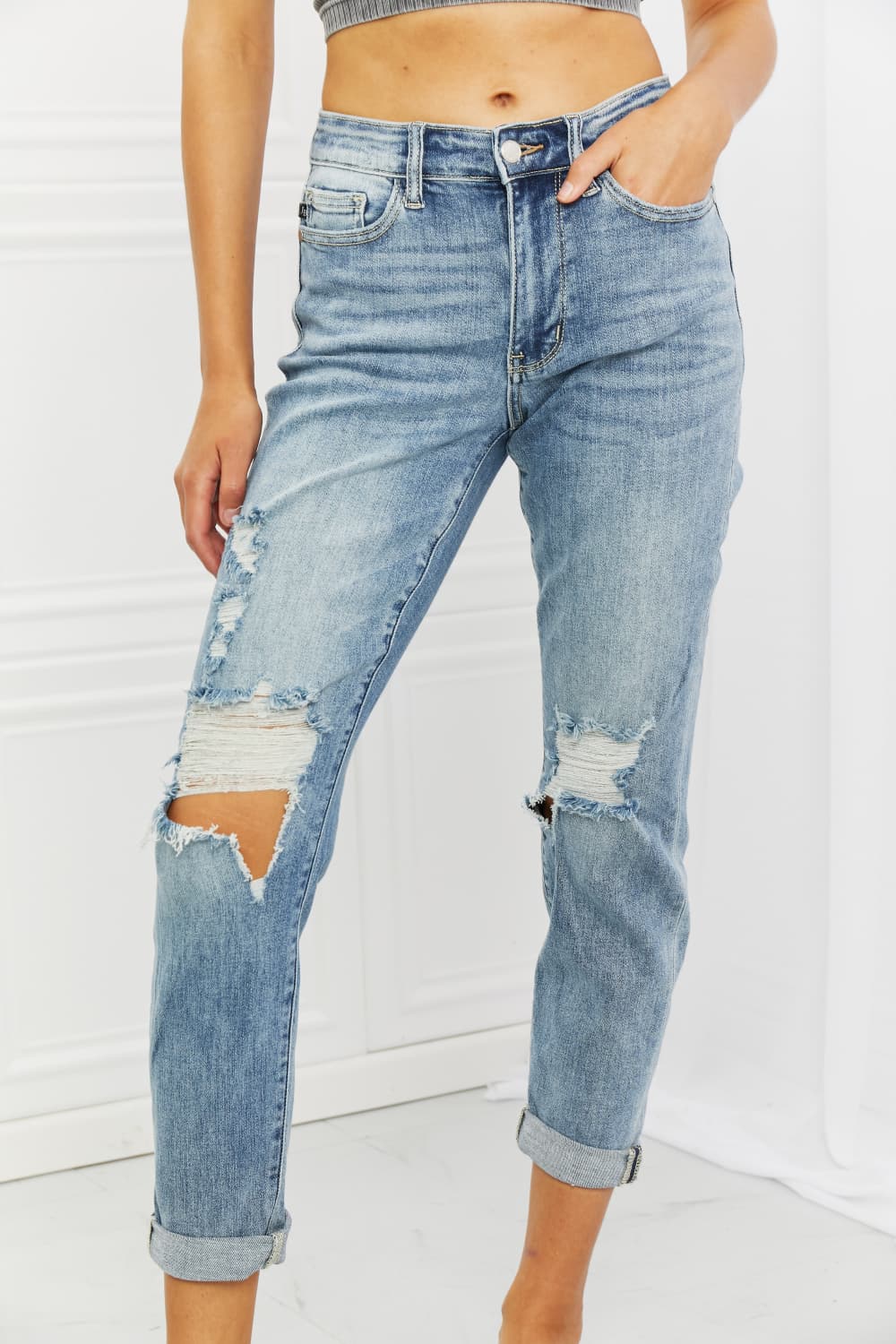 Judy Blue Malia Full Size Mid Rise Boyfriend Jeans  Southern Soul Collectives 