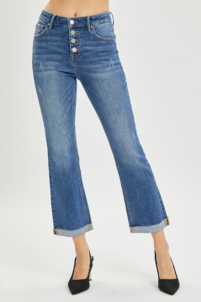 RISEN Button Fly Cropped Bootcut Jeans  Southern Soul Collectives
