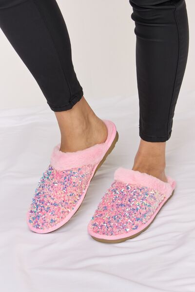 Forever Link Sequin Plush Round Toe Slippers  Southern Soul Collectives