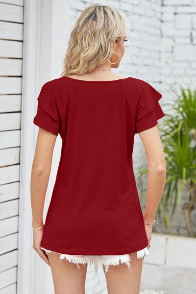 Square Neck Flutter Sleeve T-Shirt  Southern Soul Collectives