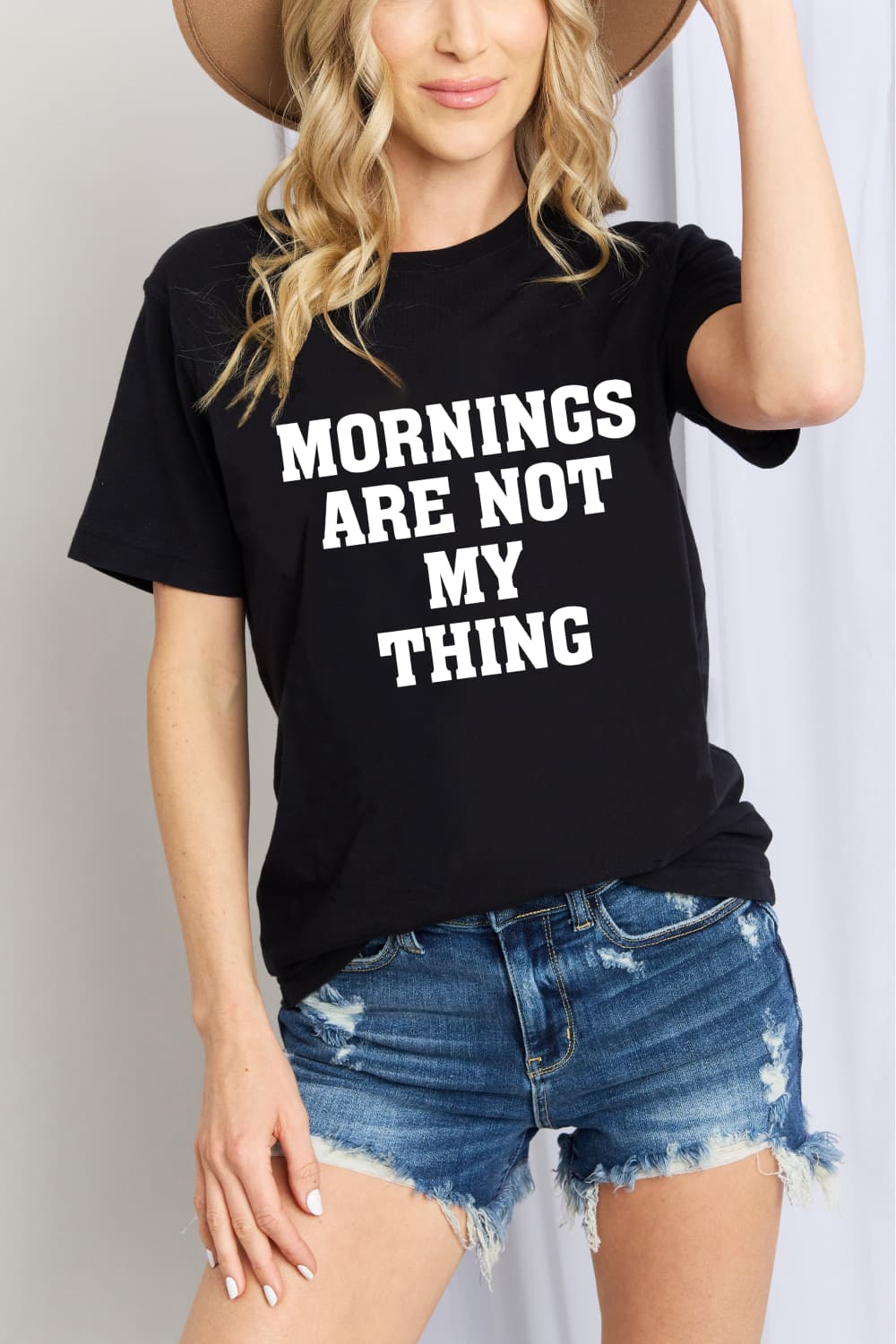Simply Love Full Size MORNINGS ARE NOT MY THING Graphic Cotton T-Shirt  Southern Soul Collectives 