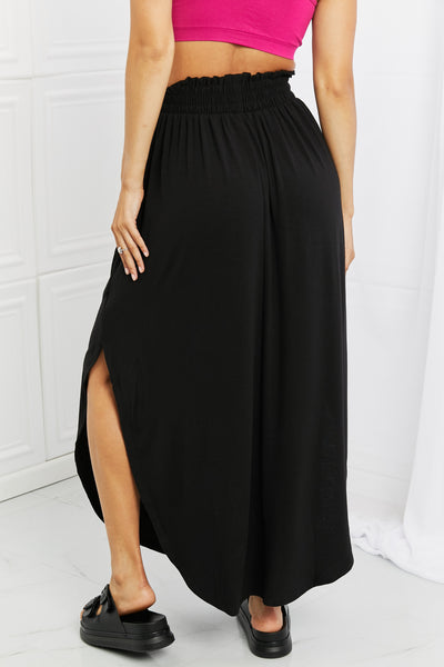 Zenana It's My Time Side Scoop Scrunch Skirt in Black  Southern Soul Collectives 