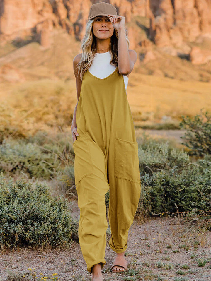 Double Take Full Size Sleeveless V-Neck Pocketed Jumpsuit  Southern Soul Collectives 