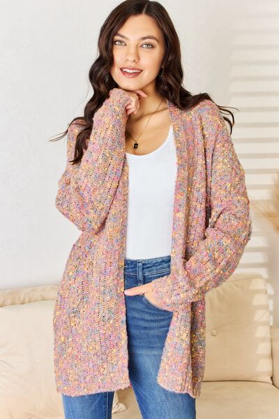 Multicolor Open Front Knit Cardigan in Pink  Southern Soul Collectives
